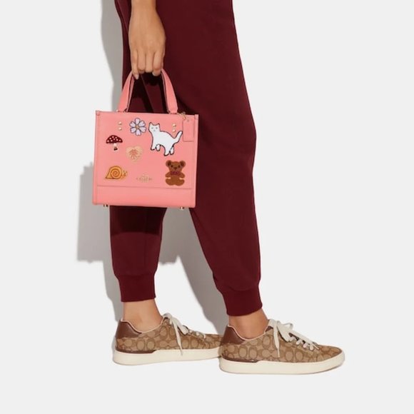 Coach CC421 Dempsey Tote 22 With Creature Patches Leather Candy Pink cat - Picture 7 of 10